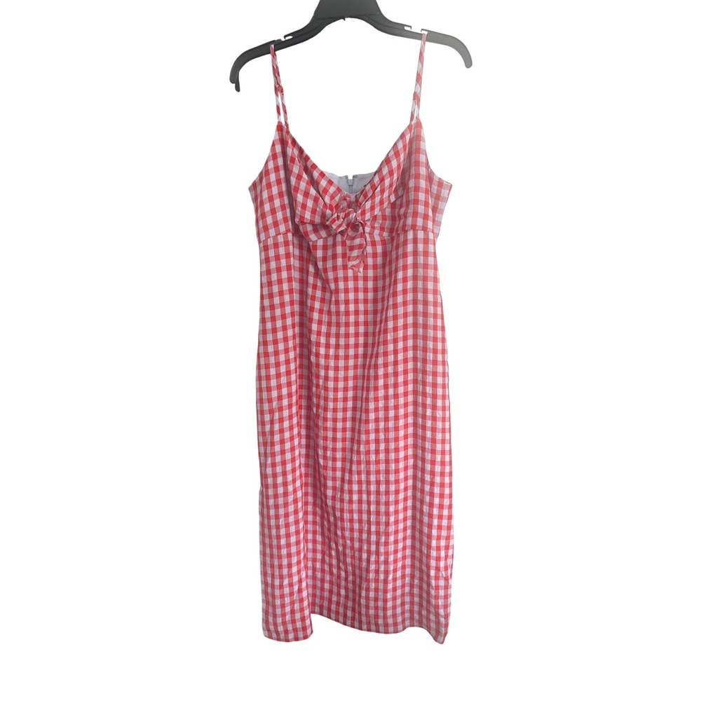 J.Crew Women's 12 Red Gingham Tie Front Midi Sundress Sleeveless NWT